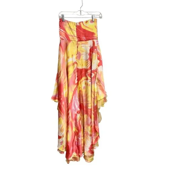 Jump Juniors Prom Dress Size 7/8 Multicolor Floral Strapless Hi-Low Ruffle - Picture 4 of 4